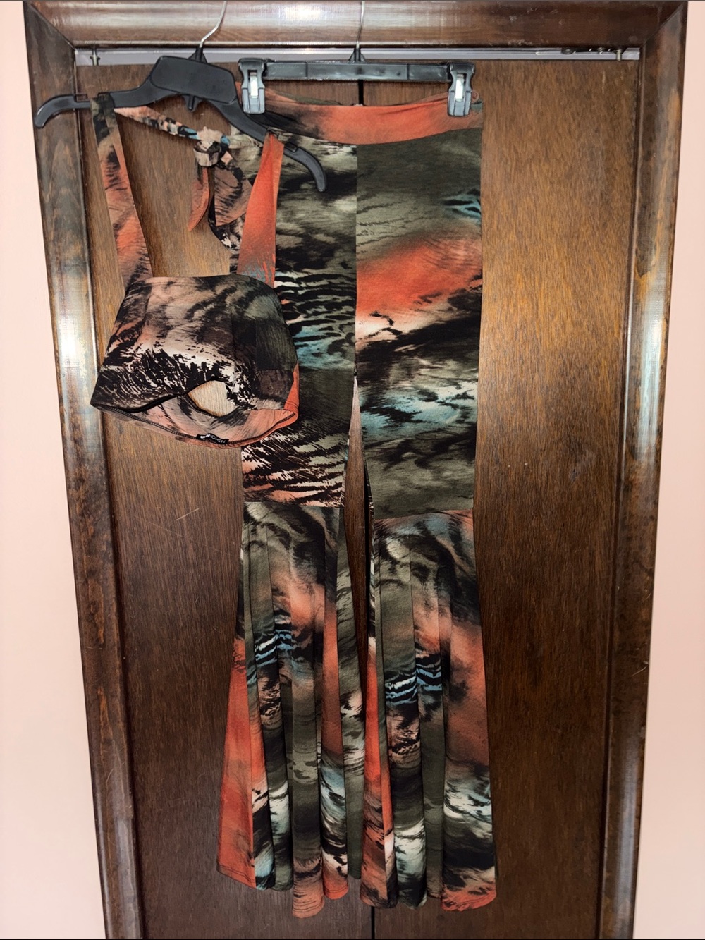 Women’s High-Waist Flare Pants in Multicolor Abstract Print
